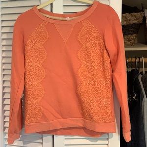 Coral Lace Sweatshirt